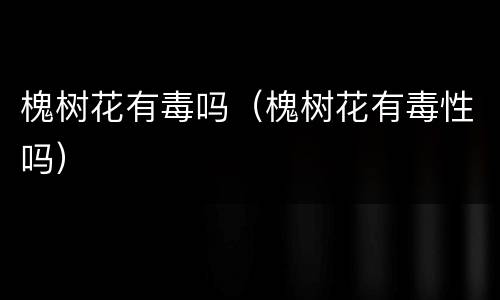 槐树花有毒吗（槐树花有毒性吗）