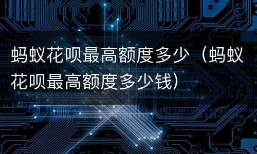 蚂蚁花呗最高额度多少（蚂蚁花呗最高额度多少钱）