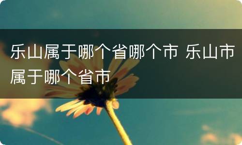 乐山属于哪个省哪个市 乐山市属于哪个省市