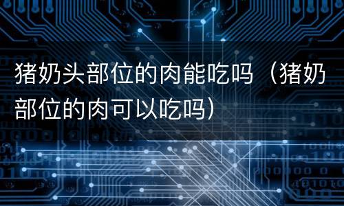 猪奶头部位的肉能吃吗（猪奶部位的肉可以吃吗）
