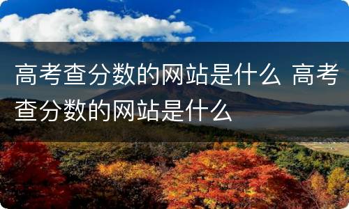 高考查分数的网站是什么 高考查分数的网站是什么