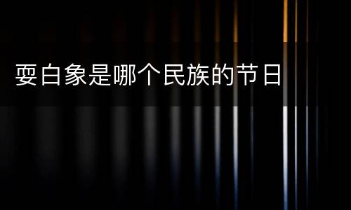 耍白象是哪个民族的节日