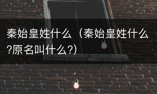 秦始皇姓什么（秦始皇姓什么?原名叫什么?）