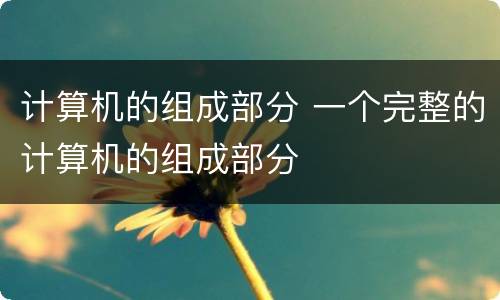 计算机的组成部分 一个完整的计算机的组成部分