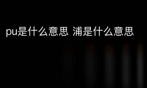 pu是什么意思 浦是什么意思