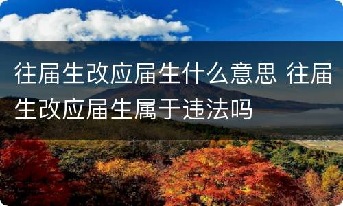 往届生改应届生什么意思 往届生改应届生属于违法吗