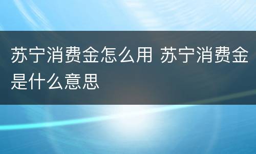 苏宁消费金怎么用 苏宁消费金是什么意思