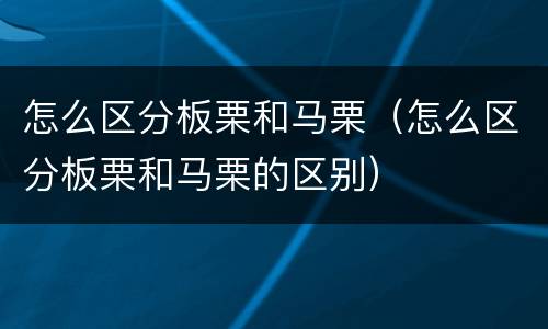 怎么区分板栗和马栗（怎么区分板栗和马栗的区别）