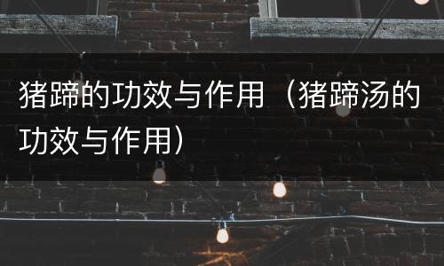 猪蹄的功效与作用（猪蹄汤的功效与作用）