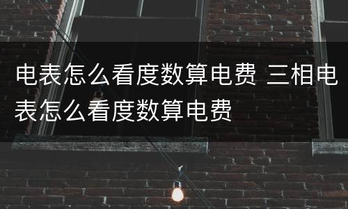 电表怎么看度数算电费 三相电表怎么看度数算电费