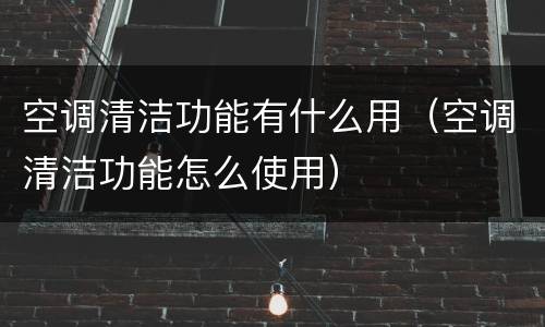 空调清洁功能有什么用（空调清洁功能怎么使用）