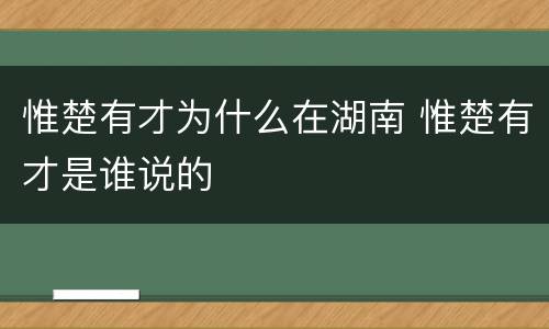 惟楚有才为什么在湖南 惟楚有才是谁说的