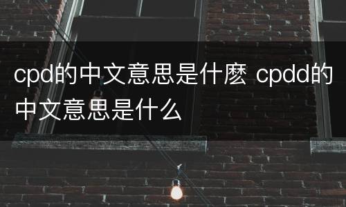 cpd的中文意思是什麽 cpdd的中文意思是什么