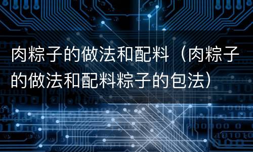 肉粽子的做法和配料（肉粽子的做法和配料粽子的包法）