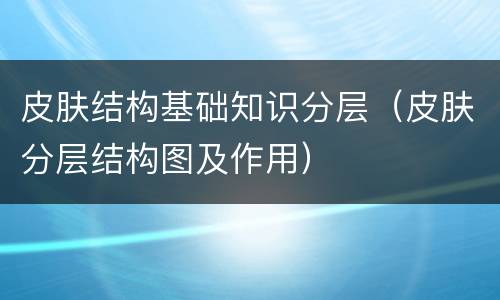 皮肤结构基础知识分层（皮肤分层结构图及作用）