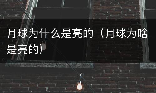 月球为什么是亮的（月球为啥是亮的）