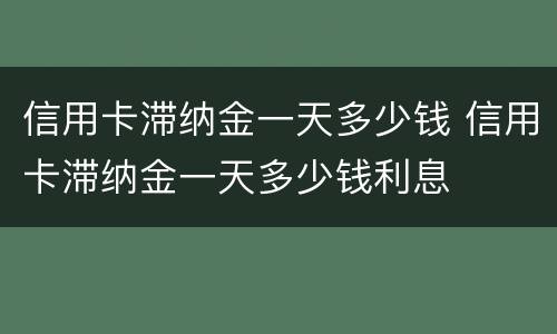 信用卡滞纳金一天多少钱 信用卡滞纳金一天多少钱利息
