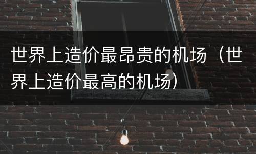 世界上造价最昂贵的机场（世界上造价最高的机场）