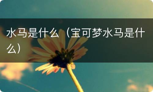 水马是什么（宝可梦水马是什么）