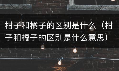 柑子和橘子的区别是什么（柑子和橘子的区别是什么意思）