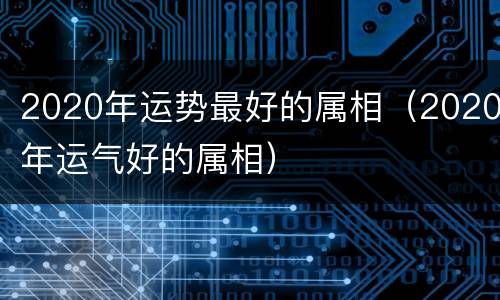 2020年运势最好的属相（2020年运气好的属相）