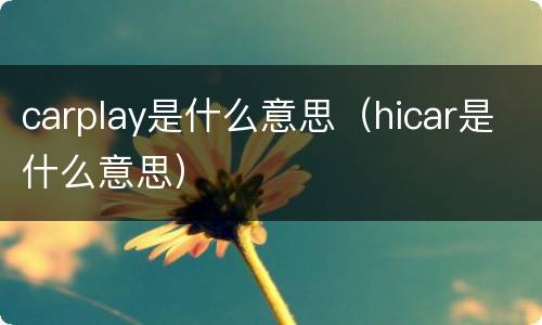 carplay是什么意思（hicar是什么意思）