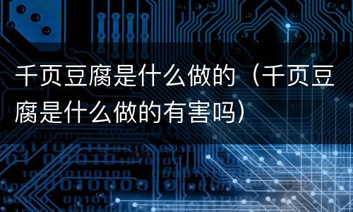 千页豆腐是什么做的（千页豆腐是什么做的有害吗）
