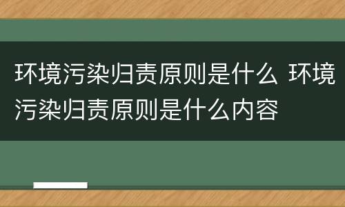 环境污染归责原则是什么 环境污染归责原则是什么内容