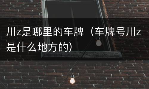 川z是哪里的车牌（车牌号川z是什么地方的）