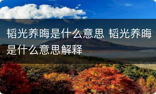韬光养晦是什么意思 韬光养晦是什么意思解释