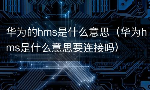 华为的hms是什么意思（华为hms是什么意思要连接吗）