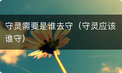 守灵需要是谁去守（守灵应该谁守）