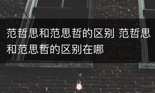 范哲思和范思哲的区别 范哲思和范思哲的区别在哪