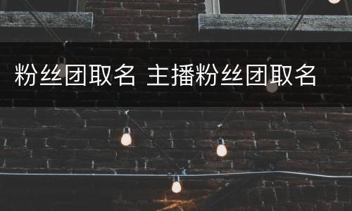 粉丝团取名 主播粉丝团取名