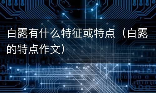 白露有什么特征或特点（白露的特点作文）