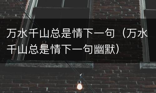 万水千山总是情下一句（万水千山总是情下一句幽默）