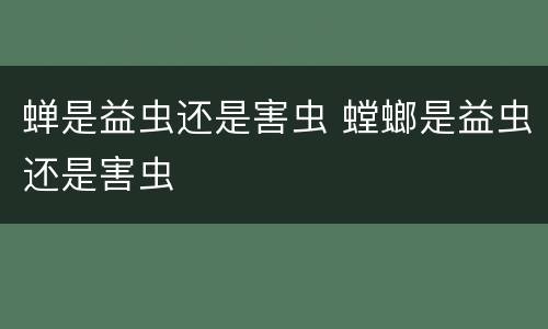 蝉是益虫还是害虫 螳螂是益虫还是害虫