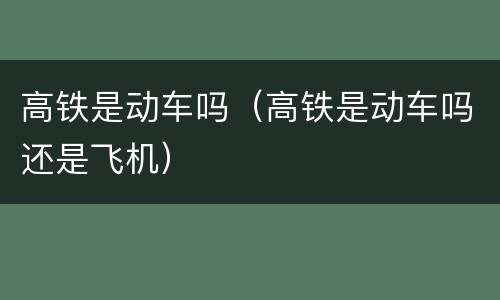 高铁是动车吗（高铁是动车吗还是飞机）