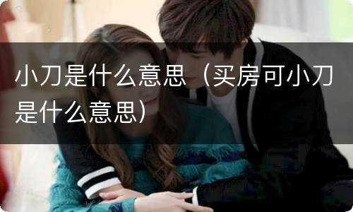 小刀是什么意思（买房可小刀是什么意思）