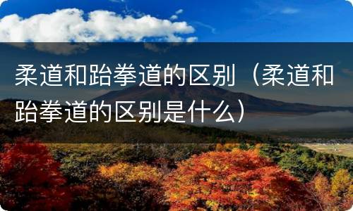 柔道和跆拳道的区别（柔道和跆拳道的区别是什么）