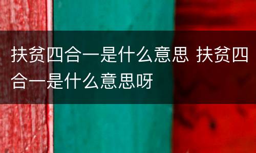 扶贫四合一是什么意思 扶贫四合一是什么意思呀