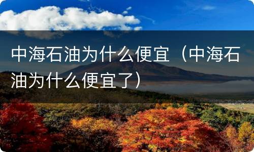 中海石油为什么便宜（中海石油为什么便宜了）