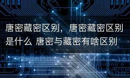 唐密藏密区别，唐密藏密区别是什么 唐密与藏密有啥区别