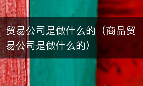 贸易公司是做什么的（商品贸易公司是做什么的）