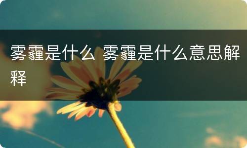 雾霾是什么 雾霾是什么意思解释