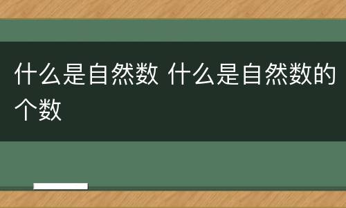什么是自然数 什么是自然数的个数