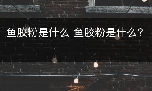 鱼胶粉是什么 鱼胶粉是什么?