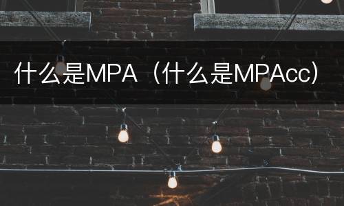 什么是MPA（什么是MPAcc）