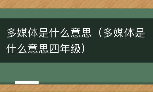 多媒体是什么意思（多媒体是什么意思四年级）