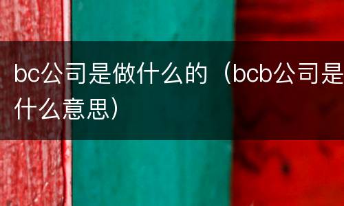 bc公司是做什么的（bcb公司是什么意思）
